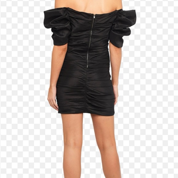 NWT Revolve Bardot Black Ruched Bodycon Mini Dress - Picture 5 of 10